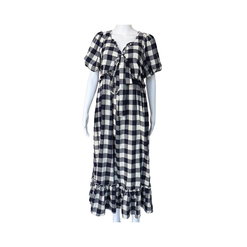 Checkered Blue and White Maxi Dress